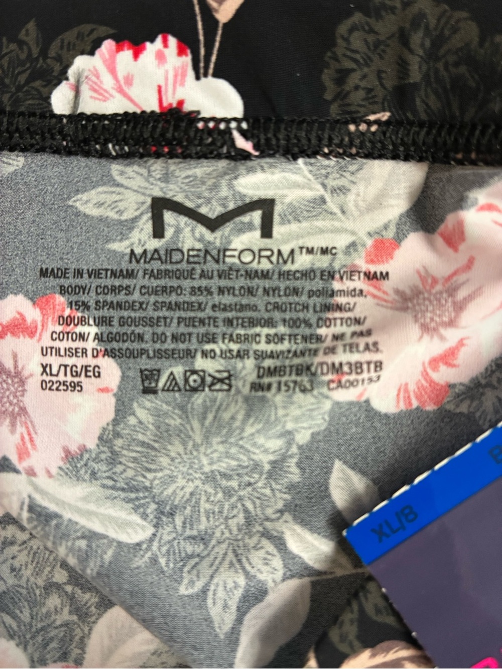Maidenform Floral Bikini Briefs in Black and Pink size XL new - Picture 4 of 4